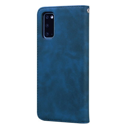For Samsung Galaxy S20 Frosted Business Magnetic Horizontal Flip PU Leather Case with Holder & Card Slot & Lanyard(Blue)-garmade.com