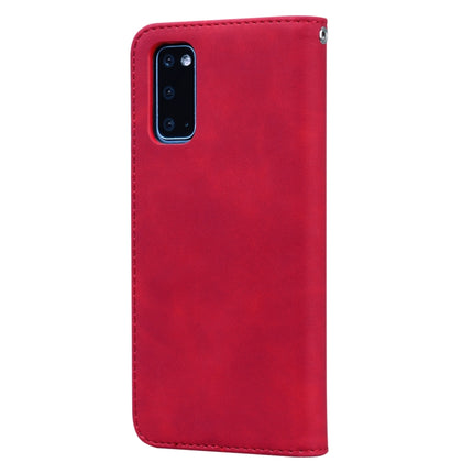 For Samsung Galaxy S20 Frosted Business Magnetic Horizontal Flip PU Leather Case with Holder & Card Slot & Lanyard(Red)-garmade.com