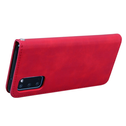 For Samsung Galaxy S20 Frosted Business Magnetic Horizontal Flip PU Leather Case with Holder & Card Slot & Lanyard(Red)-garmade.com