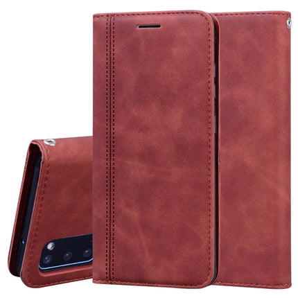 For Samsung Galaxy S20 Frosted Business Magnetic Horizontal Flip PU Leather Case with Holder & Card Slot & Lanyard(Brown)-garmade.com