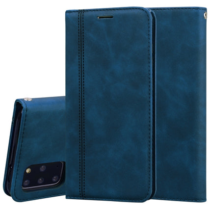 For Samsung Galaxy S20 Plus Frosted Business Magnetic Horizontal Flip PU Leather Case with Holder & Card Slot & Lanyard(Blue)-garmade.com