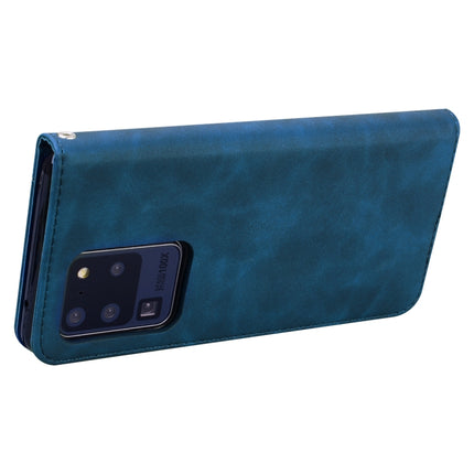 For Samsung Galaxy S20 Ultra Frosted Business Magnetic Horizontal Flip PU Leather Case with Holder & Card Slot & Lanyard(Blue)-garmade.com