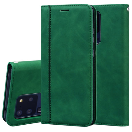For Samsung Galaxy S20 Ultra Frosted Business Magnetic Horizontal Flip PU Leather Case with Holder & Card Slot & Lanyard(Green)-garmade.com
