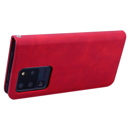 For Samsung Galaxy S20 Ultra Frosted Business Magnetic Horizontal Flip PU Leather Case with Holder & Card Slot & Lanyard(Red)-garmade.com