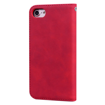 For iPhone SE 2020 & 8 & 7 Frosted Business Magnetic Horizontal Flip PU Leather Case with Holder & Card Slot & Lanyard(Red)-garmade.com