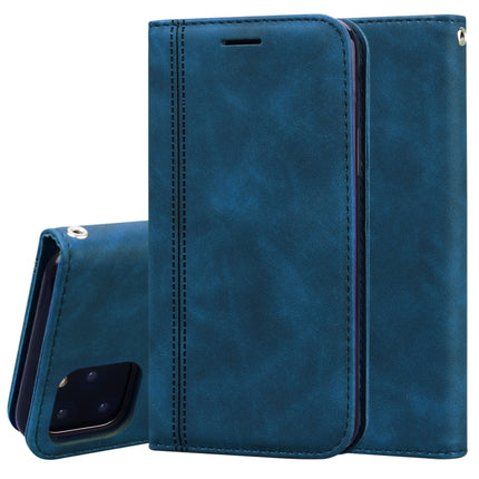 For iPhone 11 Pro Frosted Business Magnetic Horizontal Flip PU Leather Case with Holder & Card Slot & Lanyard(Blue)-garmade.com