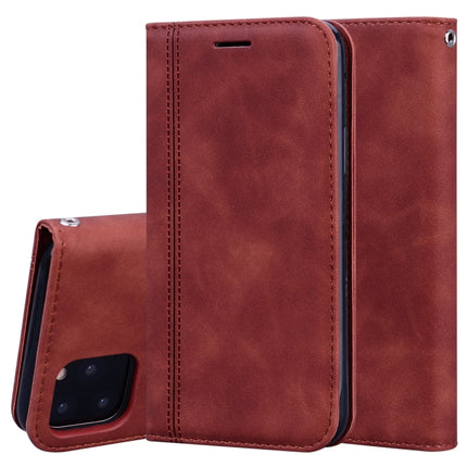 For iPhone 11 Pro Frosted Business Magnetic Horizontal Flip PU Leather Case with Holder & Card Slot & Lanyard(Brown)-garmade.com