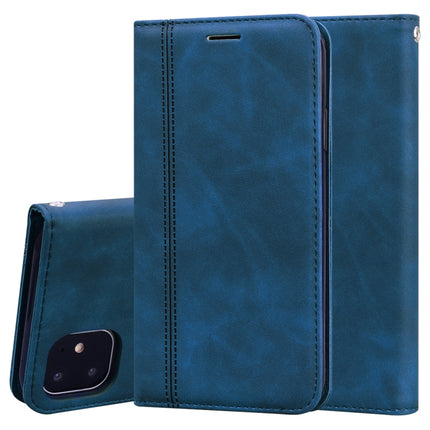 For iPhone 11 Frosted Business Magnetic Horizontal Flip PU Leather Case with Holder & Card Slot & Lanyard(Blue)-garmade.com