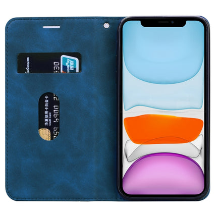For iPhone 11 Frosted Business Magnetic Horizontal Flip PU Leather Case with Holder & Card Slot & Lanyard(Blue)-garmade.com