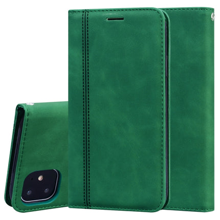 For iPhone 11 Frosted Business Magnetic Horizontal Flip PU Leather Case with Holder & Card Slot & Lanyard(Green)-garmade.com