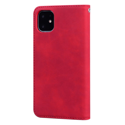 For iPhone 11 Frosted Business Magnetic Horizontal Flip PU Leather Case with Holder & Card Slot & Lanyard(Red)-garmade.com