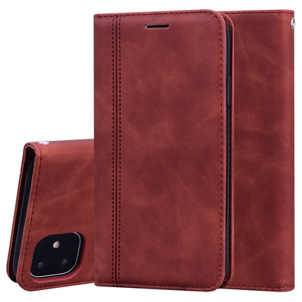 For iPhone 11 Frosted Business Magnetic Horizontal Flip PU Leather Case with Holder & Card Slot & Lanyard(Brown)-garmade.com