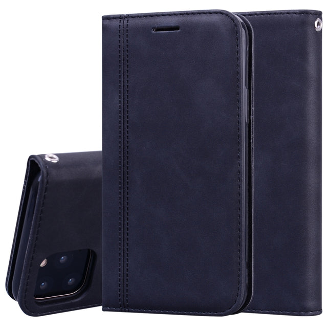 For iPhone 11 Pro Max Frosted Business Magnetic Horizontal Flip PU Leather Case with Holder & Card Slot & Lanyard(Black)-garmade.com