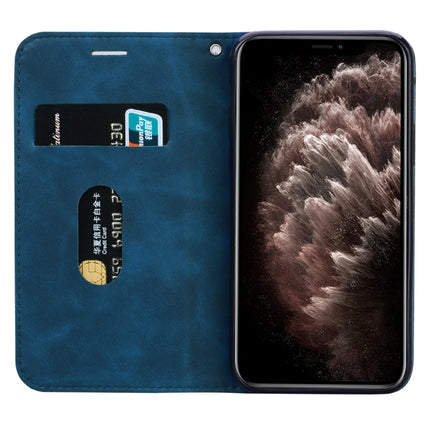 For iPhone 11 Pro Max Frosted Business Magnetic Horizontal Flip PU Leather Case with Holder & Card Slot & Lanyard(Blue)-garmade.com