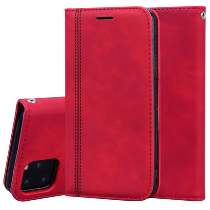 For iPhone 11 Pro Max Frosted Business Magnetic Horizontal Flip PU Leather Case with Holder & Card Slot & Lanyard(Red)-garmade.com