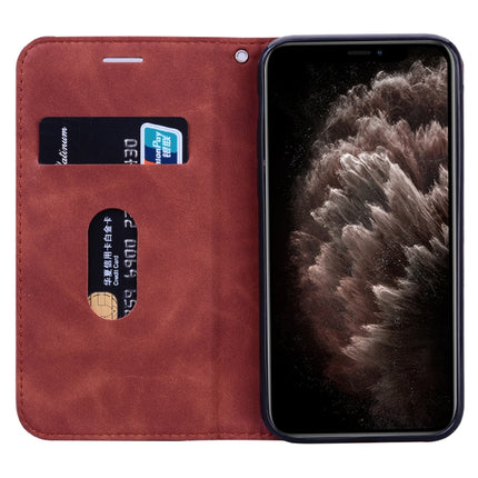 For iPhone 11 Pro Max Frosted Business Magnetic Horizontal Flip PU Leather Case with Holder & Card Slot & Lanyard(Brown)-garmade.com