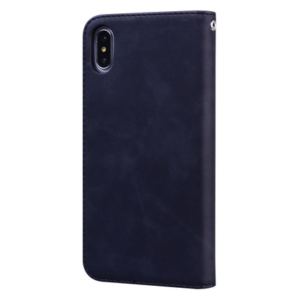 For iPhone XS / X Frosted Business Magnetic Horizontal Flip PU Leather Case with Holder & Card Slot & Lanyard(Black)-garmade.com