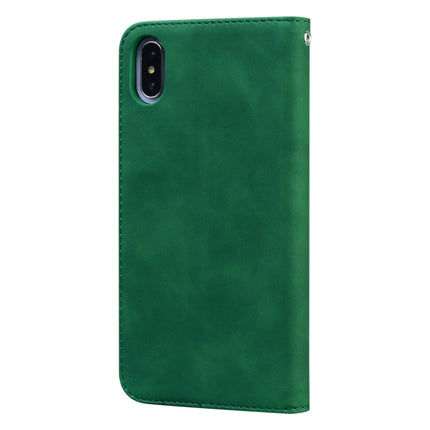 For iPhone XS / X Frosted Business Magnetic Horizontal Flip PU Leather Case with Holder & Card Slot & Lanyard(Green)-garmade.com