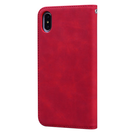 For iPhone XS / X Frosted Business Magnetic Horizontal Flip PU Leather Case with Holder & Card Slot & Lanyard(Red)-garmade.com