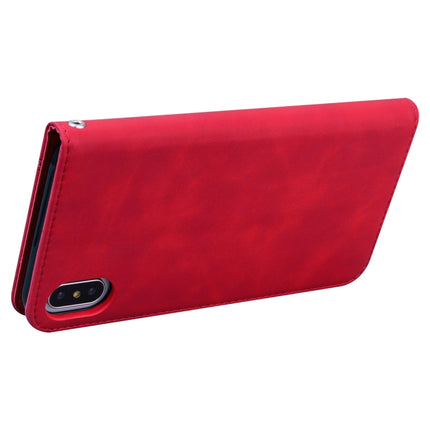 For iPhone XS / X Frosted Business Magnetic Horizontal Flip PU Leather Case with Holder & Card Slot & Lanyard(Red)-garmade.com