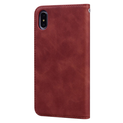 For iPhone XS / X Frosted Business Magnetic Horizontal Flip PU Leather Case with Holder & Card Slot & Lanyard(Brown)-garmade.com