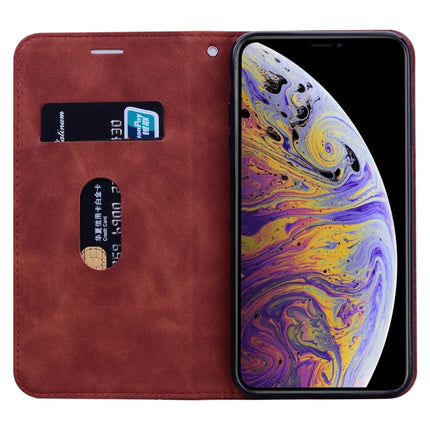 For iPhone XS / X Frosted Business Magnetic Horizontal Flip PU Leather Case with Holder & Card Slot & Lanyard(Brown)-garmade.com