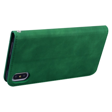 For iPhone XS Max Frosted Business Magnetic Horizontal Flip PU Leather Case with Holder & Card Slot & Lanyard(Green)-garmade.com
