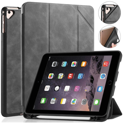 For iPad 9.7 inch DG.MING See Series Horizontal Flip Leather Case with Holder & Pen Holder(Grey)-garmade.com