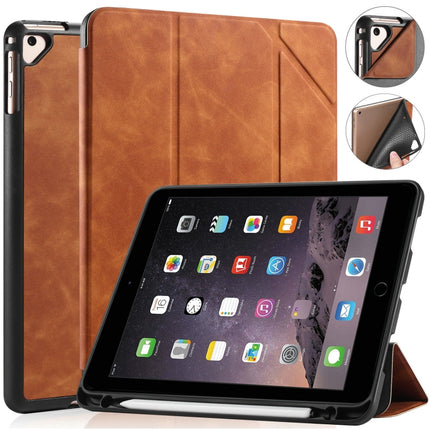 For iPad 9.7 inch DG.MING See Series Horizontal Flip Leather Case with Holder & Pen Holder(Brown)-garmade.com