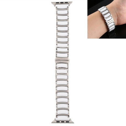 For Apple Watch Series 6 & SE & 5 & 4 40mm / 3 & 2 & 1 38mm Ceramic Steel Watchband(White)-garmade.com
