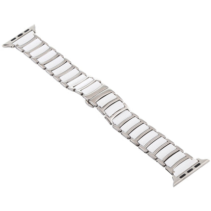 For Apple Watch Series 6 & SE & 5 & 4 44mm / 3 & 2 & 1 42mm Ceramic Steel Watchband(White)-garmade.com