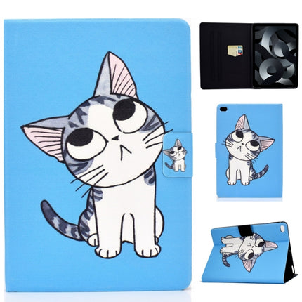 For iPad 10.2 / 10.5 (2017) & Air 10.5 (2019) Voltage Painted Pattern Tablet PC Protective Leather Case with Bracket & Card Slots & Sleep / Wake-up & Anti-skid Strip(Blue Cat)-garmade.com