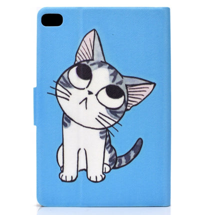 For iPad mini 5 / 4 / 3 / 2 / 1 Voltage Painted Pattern Tablet PC Protective Leather Case with Bracket & Card Slots & Sleep / Wake-up & Anti-skid Strip(Blue Cat)-garmade.com