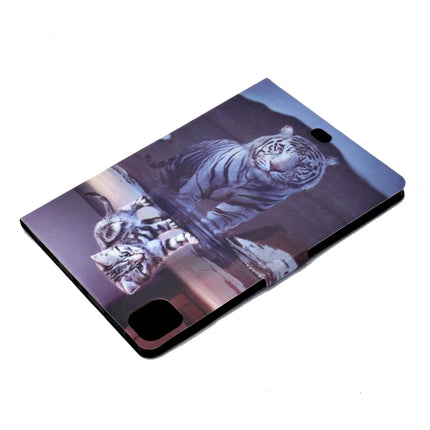 For iPad Pro 11 inch (2018) / (2020) Voltage Painted Pattern Tablet PC Protective Leather Case with Bracket & Card Slots & Sleep / Wake-up & Anti-skid Strip(Cat and Tiger)-garmade.com