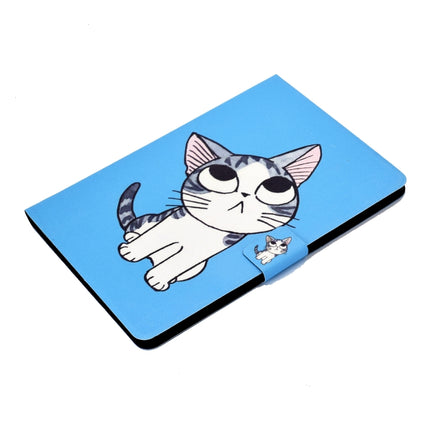 For iPad Air / Air 2 / iPad 9.7 inch (2017) & (2018) Voltage Painted Pattern Tablet PC Protective Leather Case with Bracket & Card Slots & Sleep / Wake-up & Anti-skid Strip(Blue Cat)-garmade.com
