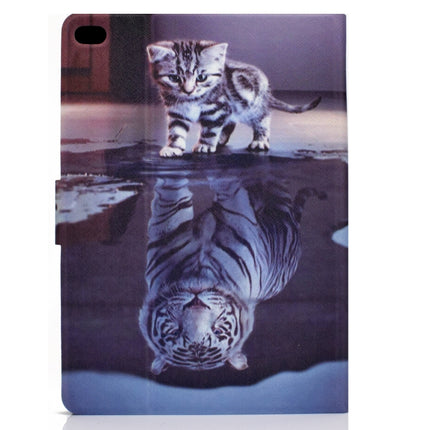 For iPad Air / Air 2 / iPad 9.7 inch (2017) & (2018) Voltage Painted Pattern Tablet PC Protective Leather Case with Bracket & Card Slots & Sleep / Wake-up & Anti-skid Strip(Cat and Tiger)-garmade.com