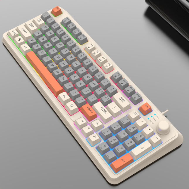 XUNFOX K82 Three-colors 94-Keys Blacklit USB Wired Gaming Keyboard, Cable Length: 1.5m(Bee)-garmade.com