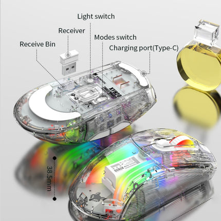 XUNFOX XYH20RGB Transparent 2400DPI RGB Light Wired Gaming Mouse, Cable Length: 1.2m(White)-garmade.com