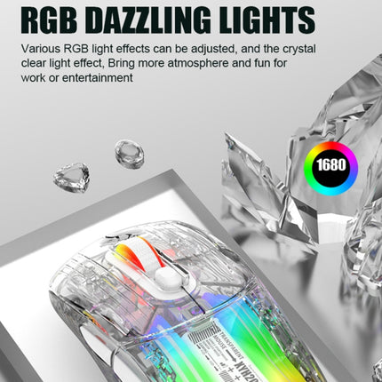 XUNFOX XYH20RGB 2.4G + BT + Wired Transparent 2400DPI RGB Light Gaming Mouse(White)-garmade.com