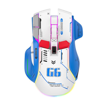 HXSJ G6 10 Keys RGB 12800DPI Tri-mode Wireless Gaming Mouse(White)-garmade.com