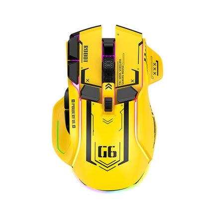 HXSJ G6 10 Keys RGB 12800DPI Tri-mode Wireless Gaming Mouse(Yellow)-garmade.com