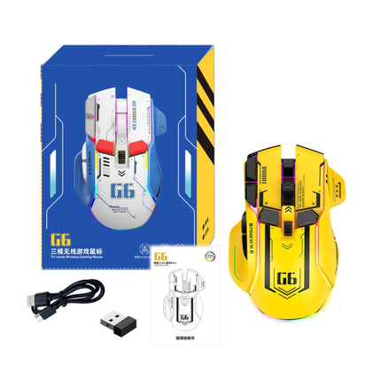 HXSJ G6 10 Keys RGB 12800DPI Tri-mode Wireless Gaming Mouse(Yellow)-garmade.com