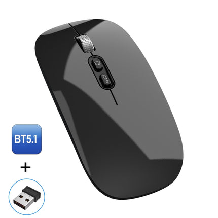 HXSJ M103 1600DPI UV Dual Mode 2.4GHz + Bluetooth 5.1 Wireless Rechargeable Mouse(Black)-garmade.com