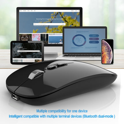 HXSJ M103 1600DPI Dual Mode 2.4GHz + Bluetooth 5.1 Wireless Rechargeable Mouse(Grey)-garmade.com