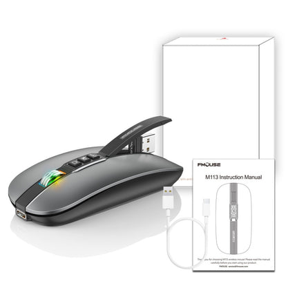 HXSJ M113 2400DPI Dual Mode 2.4GHz + Bluetooth 5.1 Wireless Mouse(Metallic Grey)-garmade.com