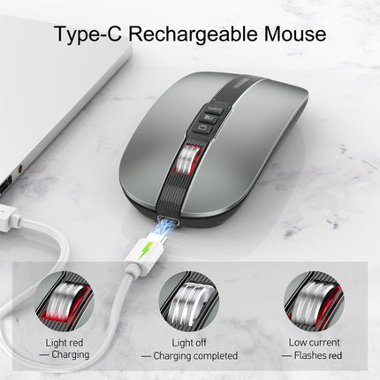 HXSJ M113 2400DPI Dual Mode 2.4GHz + Bluetooth 5.1 Wireless Mouse(Metallic Grey)-garmade.com