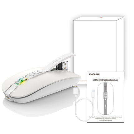 HXSJ M113 2400DPI Dual Mode 2.4GHz + Bluetooth 5.1 Wireless Mouse(Pearl White)-garmade.com