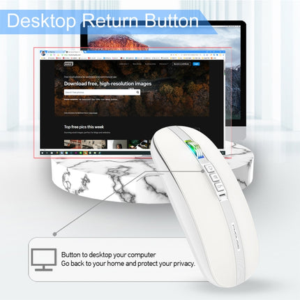 HXSJ M113 2400DPI Dual Mode 2.4GHz + Bluetooth 5.1 Wireless Mouse(Pearl White)-garmade.com