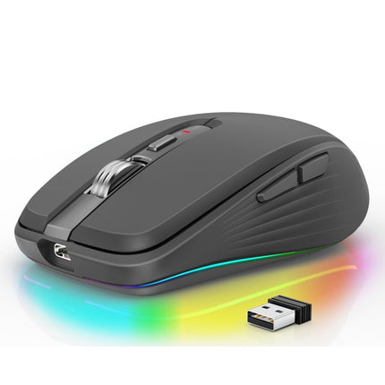 HXSJ M303 2400DPI Dual Mode 2.4GHz + Bluetooth 5.1 Wireless Mouse(Black)-garmade.com