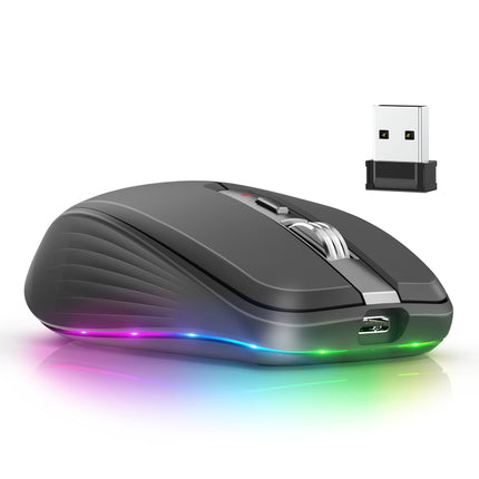 HXSJ M303 2400DPI Dual Mode 2.4GHz + Bluetooth 5.1 Wireless Mouse(Black)-garmade.com